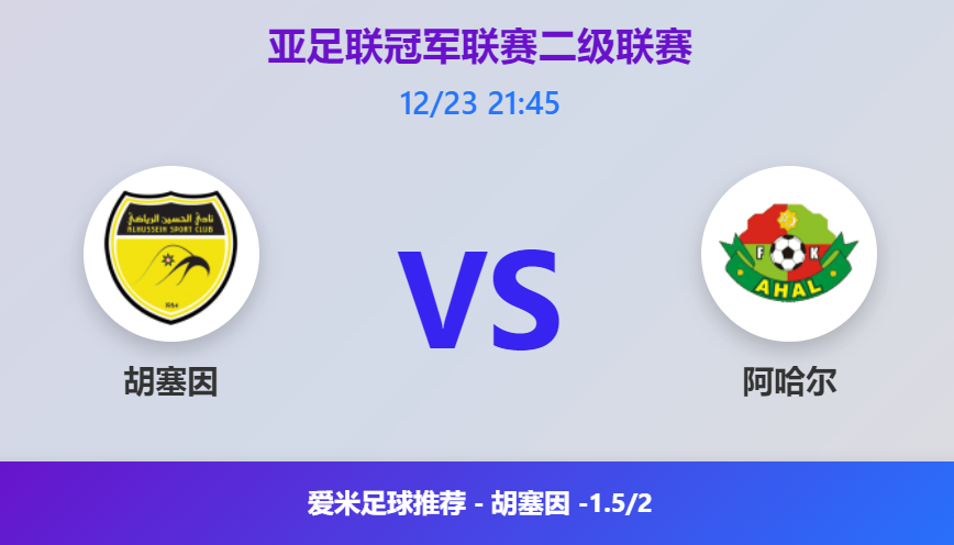亚冠二级联赛前瞻:胡塞因 vs 阿哈尔,约旦劲旅有望主场大捷