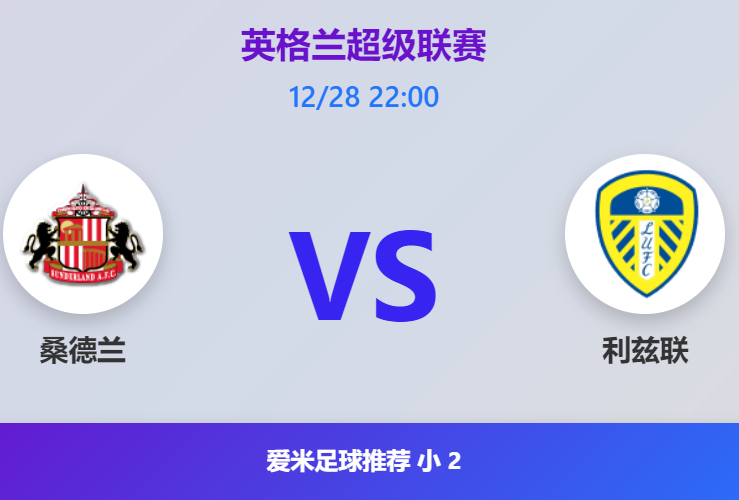 12/28英格兰超级联赛:桑德兰VS利兹联 预测小 2
